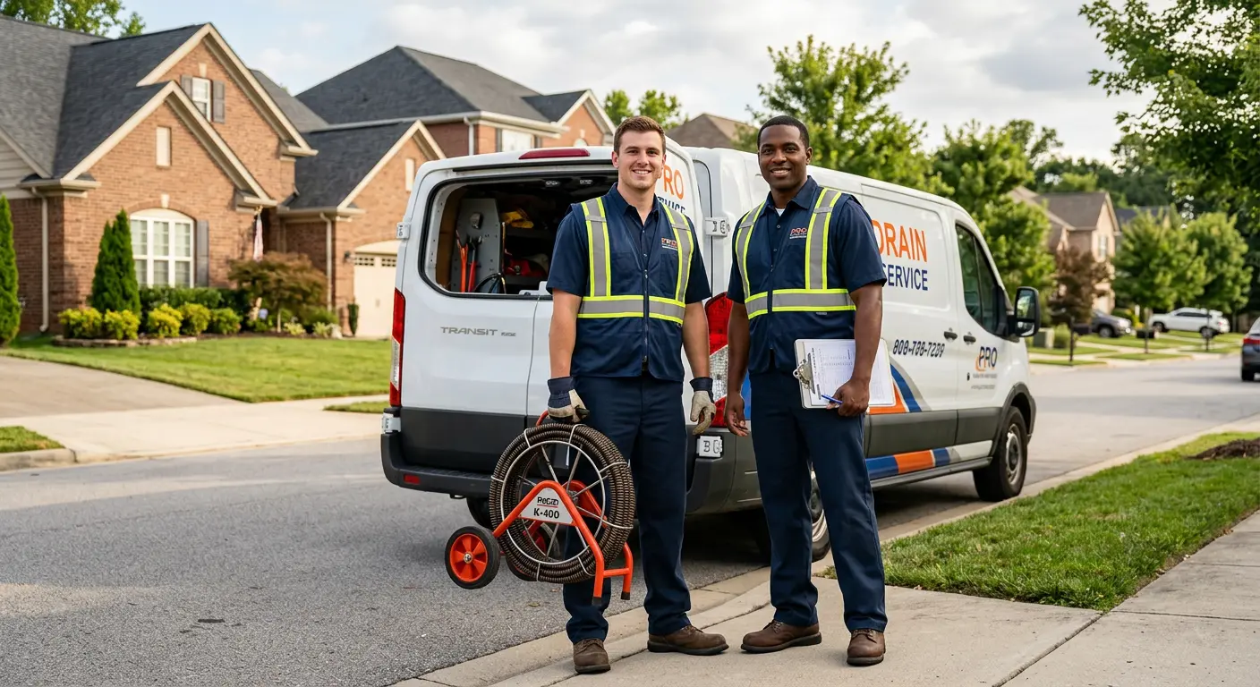 Sewer and drain service team with equipment ready for work in Murfreesboro