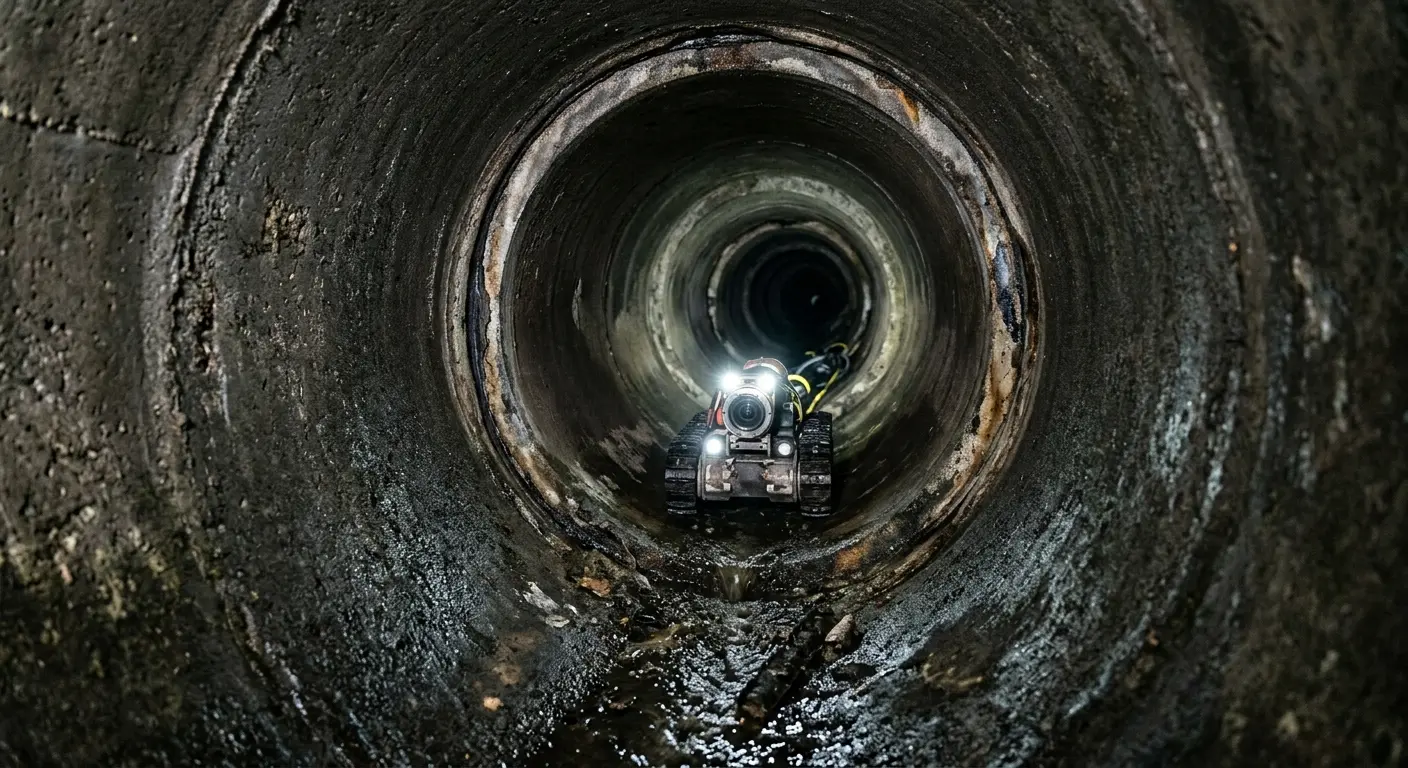 Robotic sewer camera inspecting pipe interior for Sewer Line Cleaning in Murfreesboro